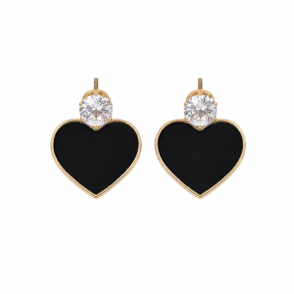 Black Heart Stud Korean Earrings for Women & Girls
