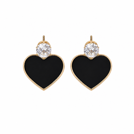 Black Heart Stud Korean Earrings for Women & Girls