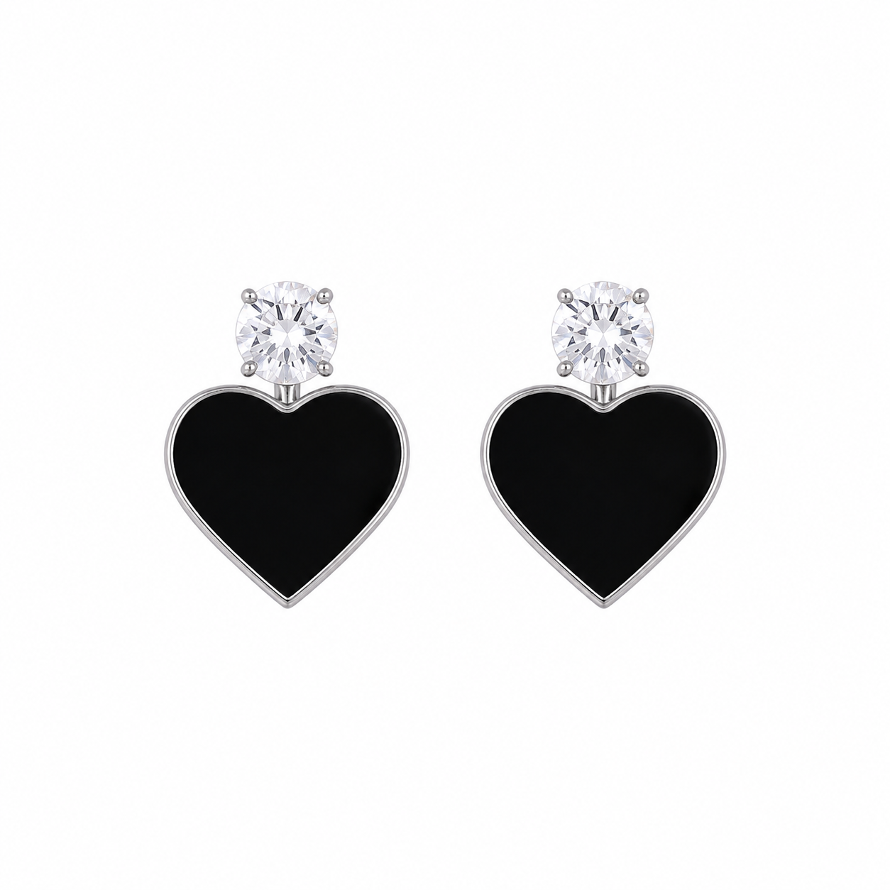 Black Heart Stud Korean Earrings for Women & Girls