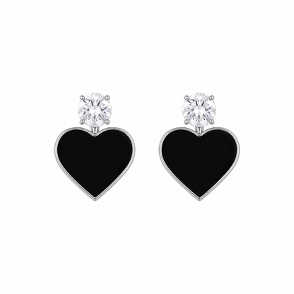 Black Heart Stud Korean Earrings for Women & Girls