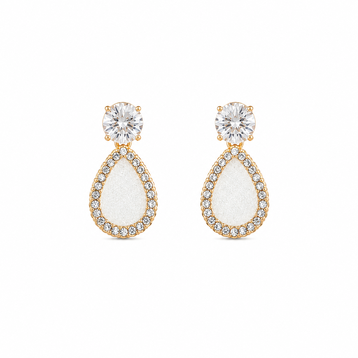 White Teardrop Dangle Korean Earrings for Women