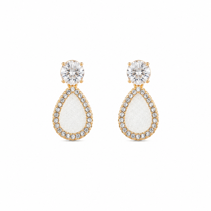 White Teardrop Dangle Korean Earrings for Women