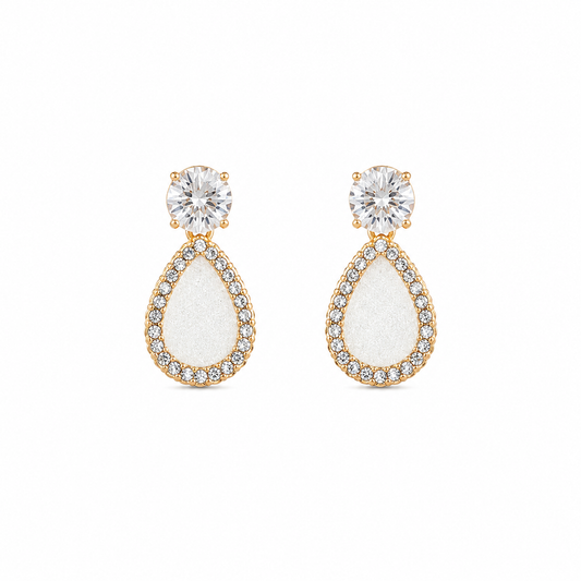 White Teardrop Dangle Korean Earrings for Women