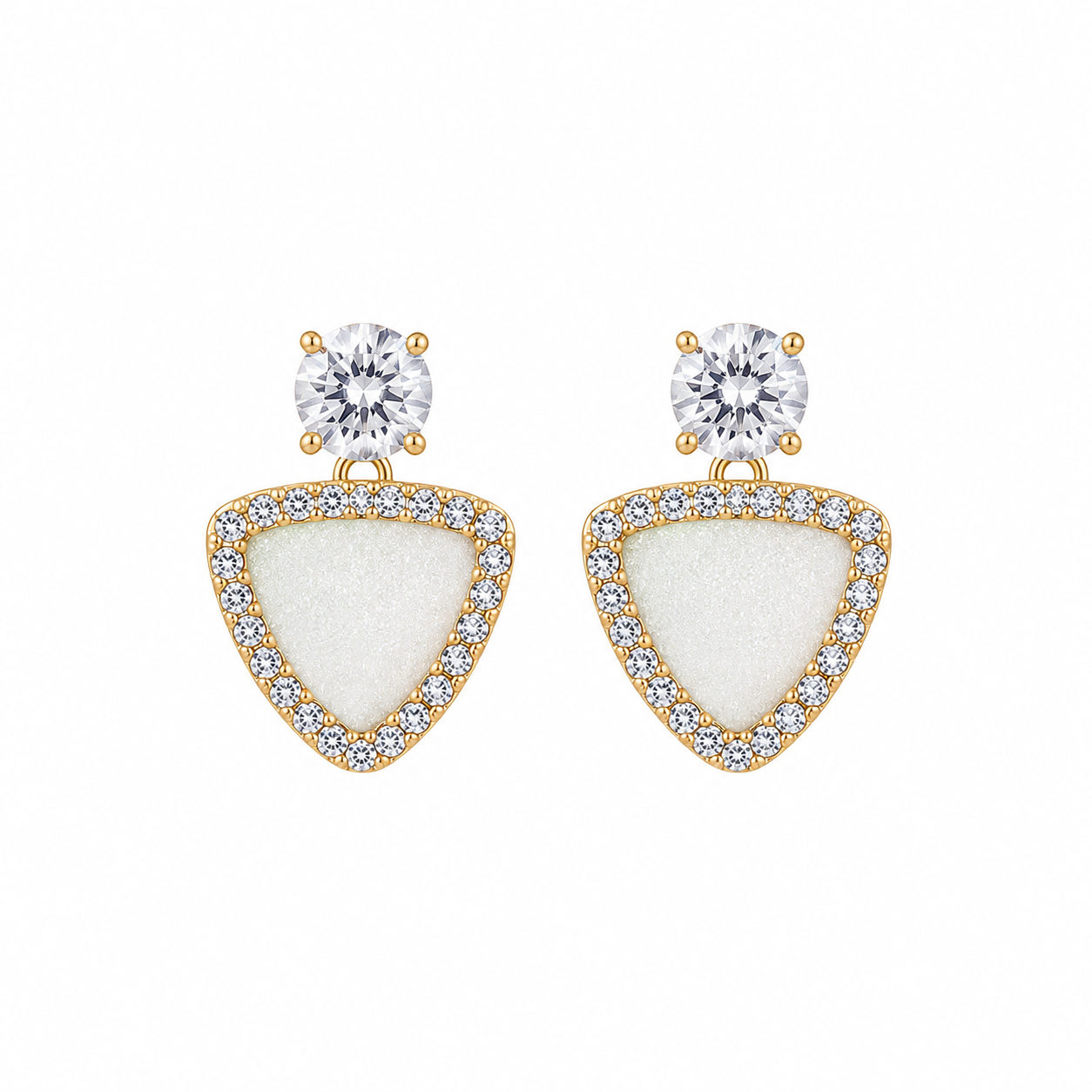 White Triangle Stud Korean Earrings for Women