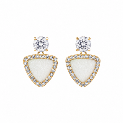 White Triangle Stud Korean Earrings for Women