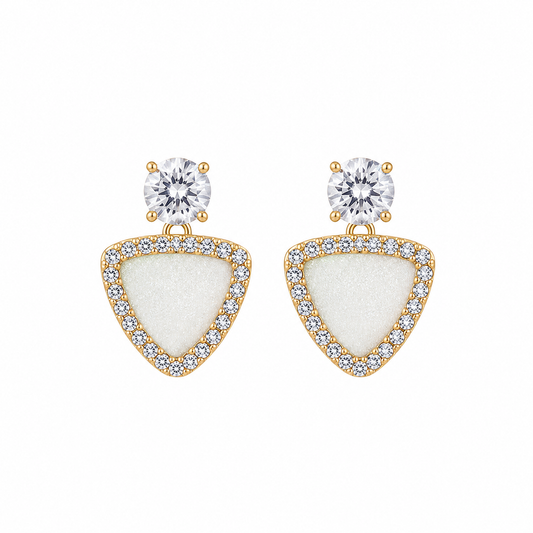 White Triangle Stud Korean Earrings for Women