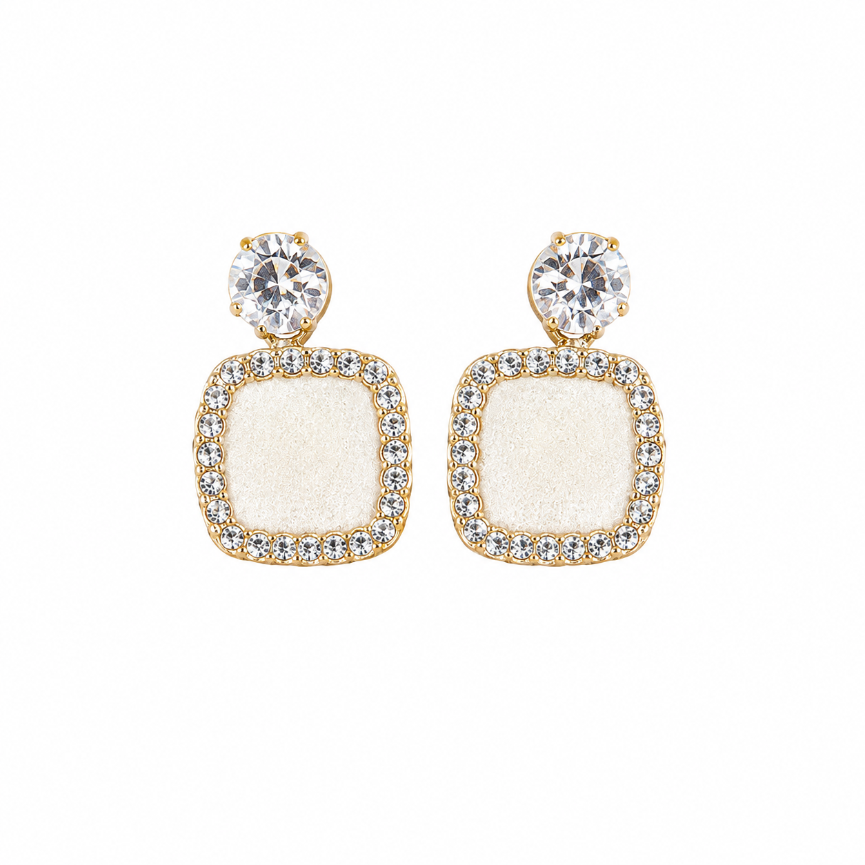 Elegant Crystal-Style Drop Korean Earrings for Women