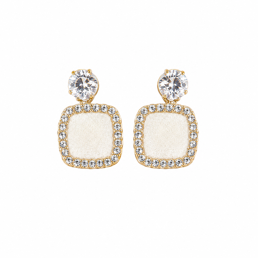 Elegant Crystal-Style Drop Korean Earrings for Women