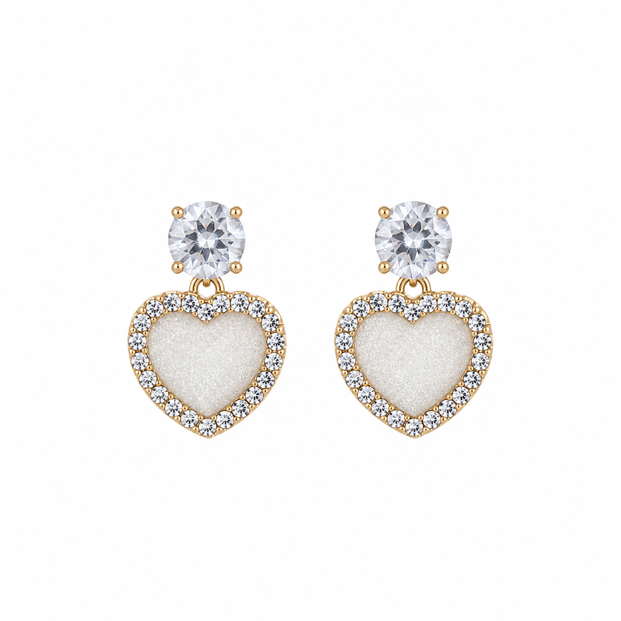 Elegant Heart-Shaped Crystal Drop Korean Earrings for Women