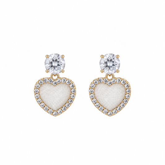 Elegant Heart-Shaped Crystal Drop Korean Earrings for Women