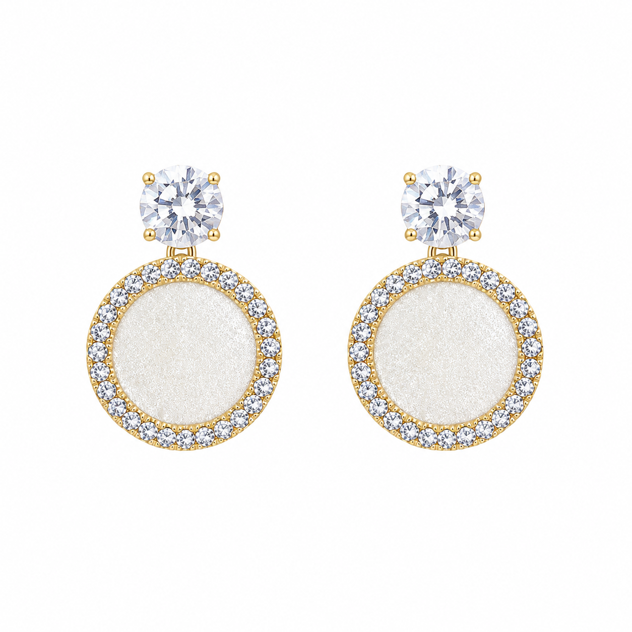 Elegant Round-Shaped Crystal Drop Korean Earrings for Women