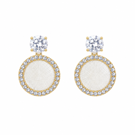 Elegant Round-Shaped Crystal Drop Korean Earrings for Women