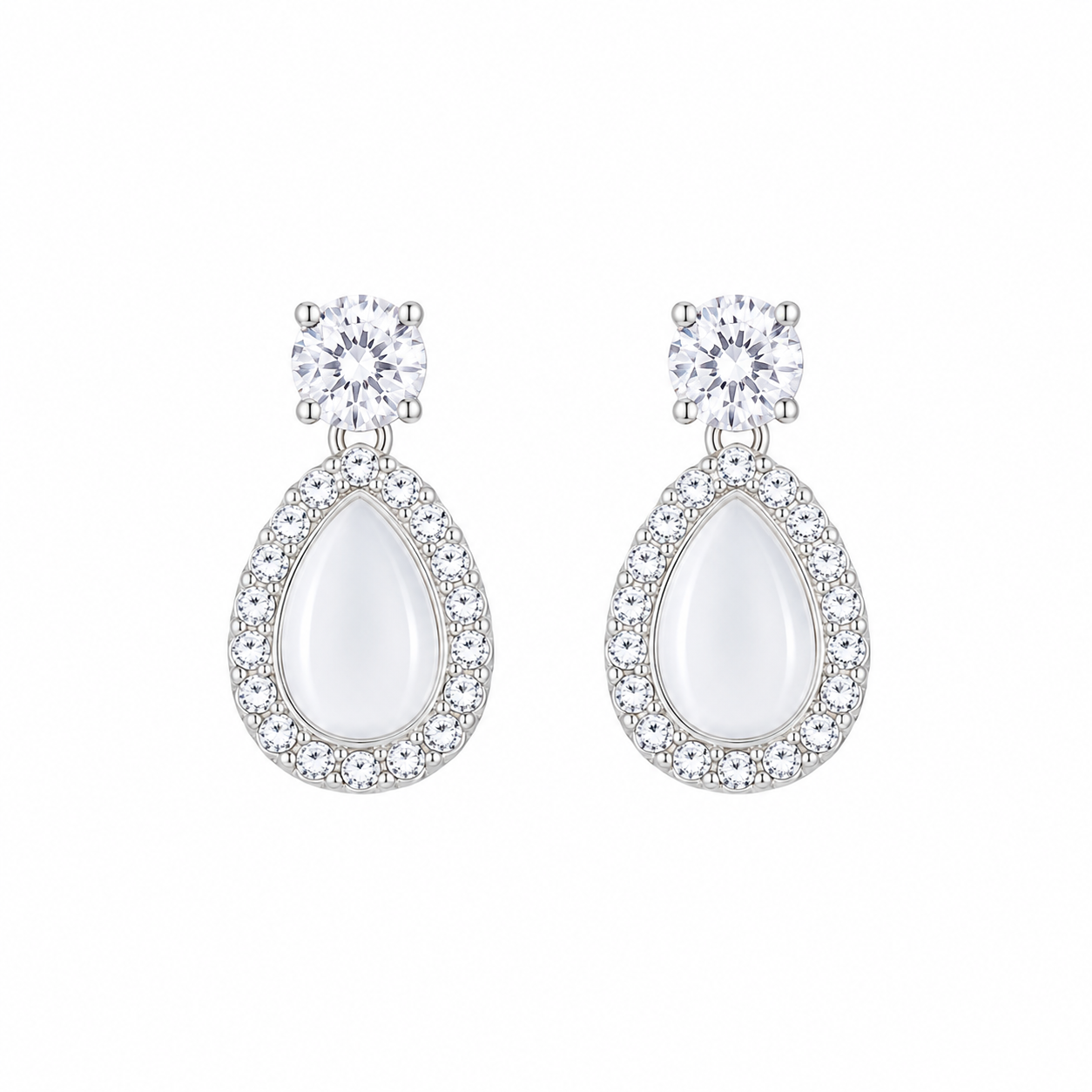 Elegant Pear-Shaped Crystal Drop Korean Earrings for Women