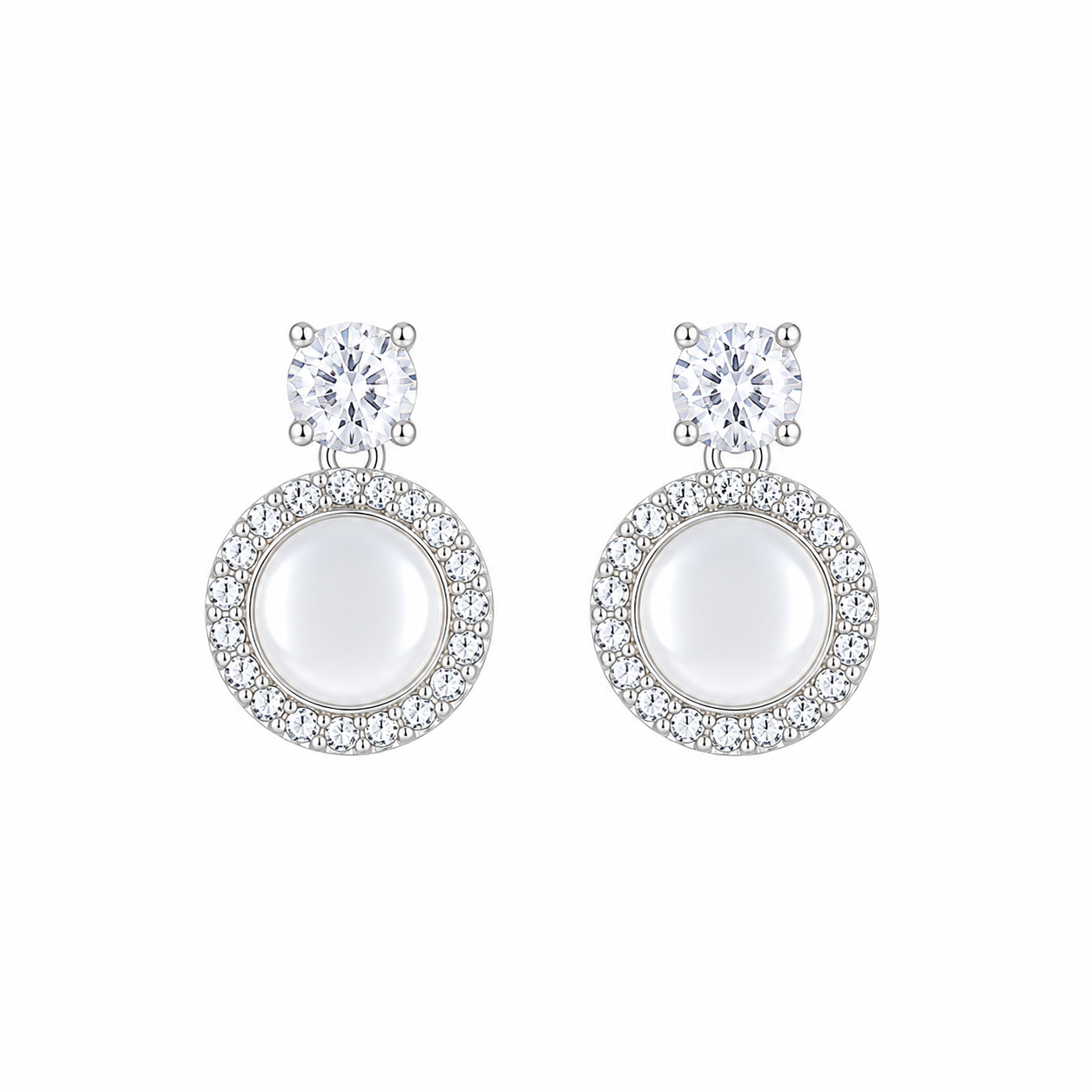 Elegant Round-Shaped Crystal Drop Korean Earrings for Women