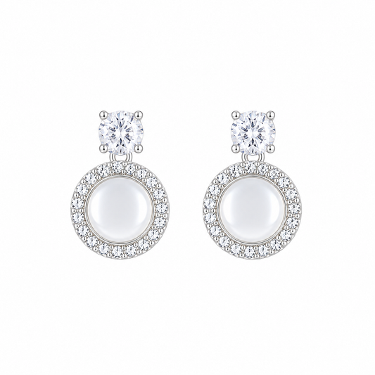 Elegant Round-Shaped Crystal Drop Korean Earrings for Women