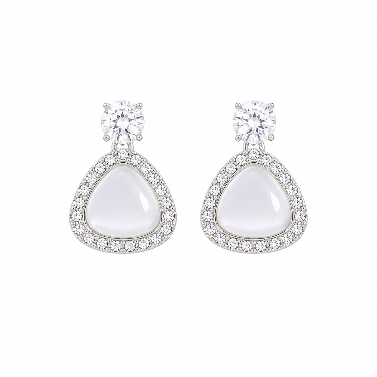 Elegant Triangle Crystal Drop Korean Earrings for Women