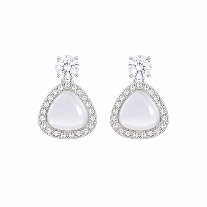 Elegant Triangle Crystal Drop Korean Earrings for Women
