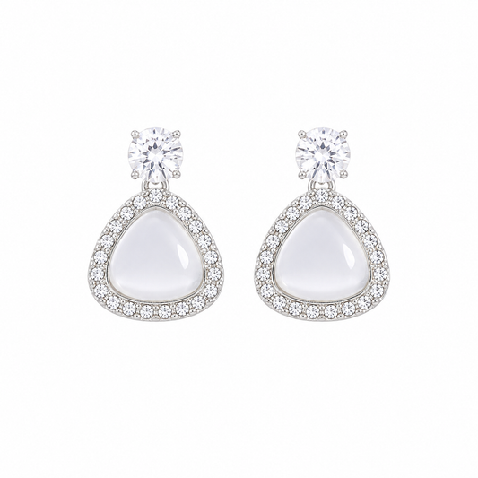 Elegant Triangle Crystal Drop Korean Earrings for Women