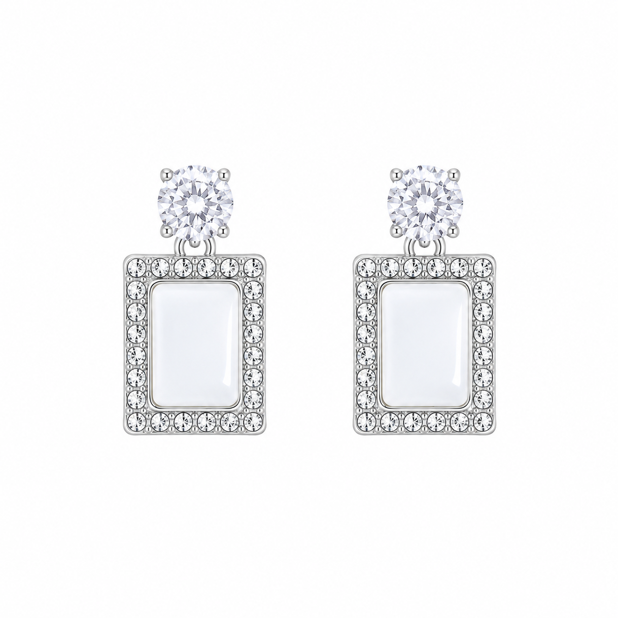 Elegant Rectangle Crystal Drop Korean Earrings for Women
