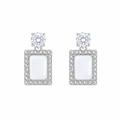 Elegant Rectangle Crystal Drop Korean Earrings for Women