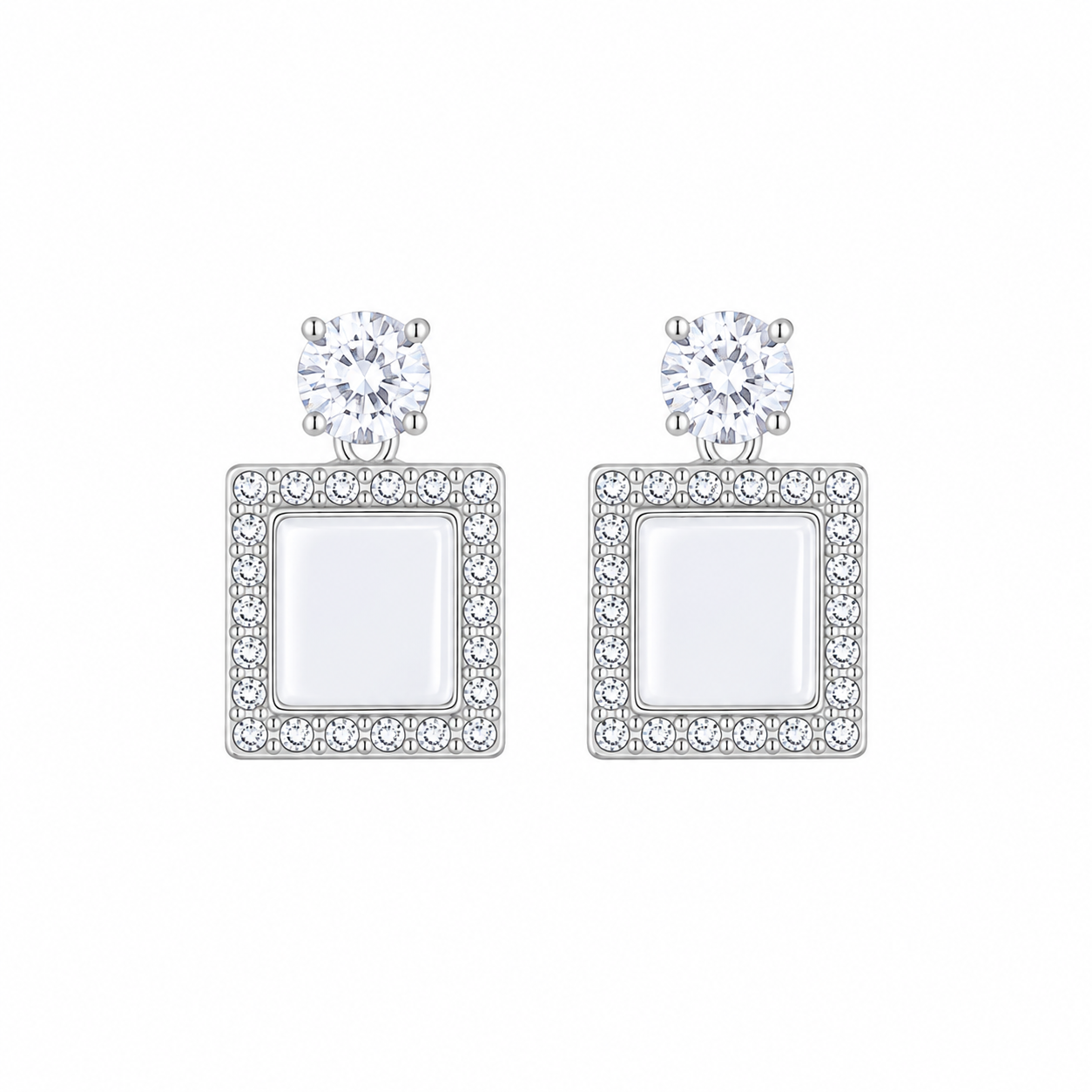 Elegant Square Crystal Drop Korean Earrings for Women