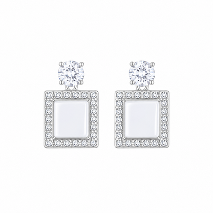Elegant Square Crystal Drop Korean Earrings for Women