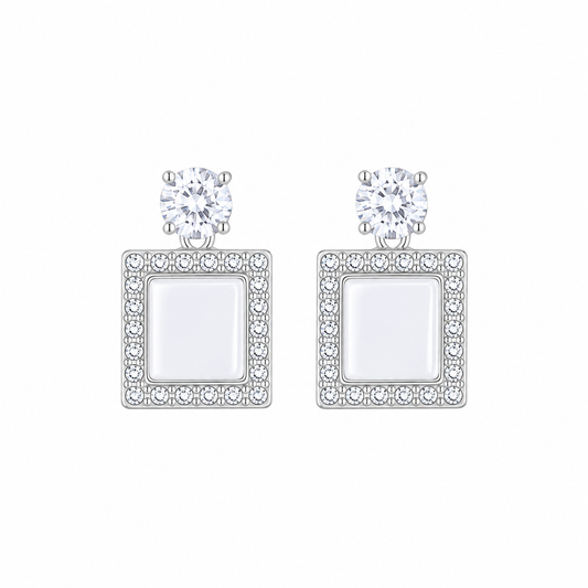 Elegant Square Crystal Drop Korean Earrings for Women