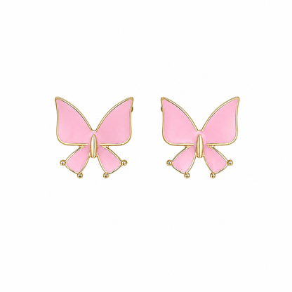 Cute Butterfly Enamel Stud Korean Earrings for Women and Girls