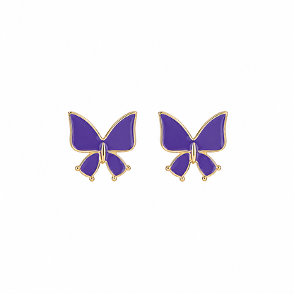 Cute Butterfly Enamel Stud Korean Earrings for Women and Girls