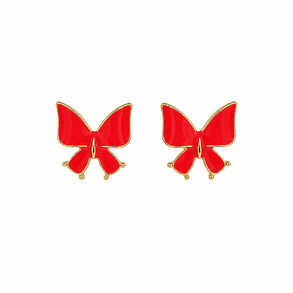 Cute Butterfly Enamel Stud Korean Earrings for Women and Girls