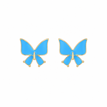 Cute Butterfly Enamel Stud Korean Earrings for Women and Girls