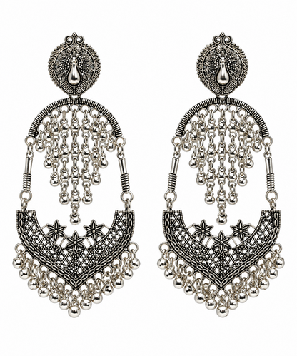 Oxidized Fringes Beaded Earrings for Girls & Women's