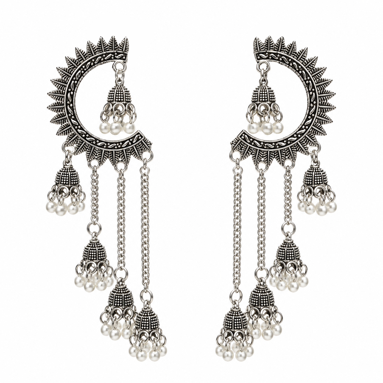 Oxidized Crescent Shaped Earrings for Girls & Women's