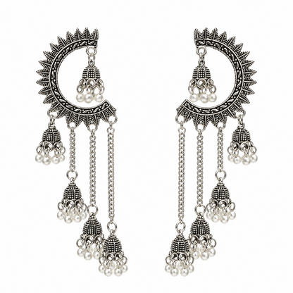 Oxidized Crescent Shaped Earrings for Girls & Women's