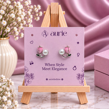 Faux Enamel Tulip Stud Earrings for Girls & Women's