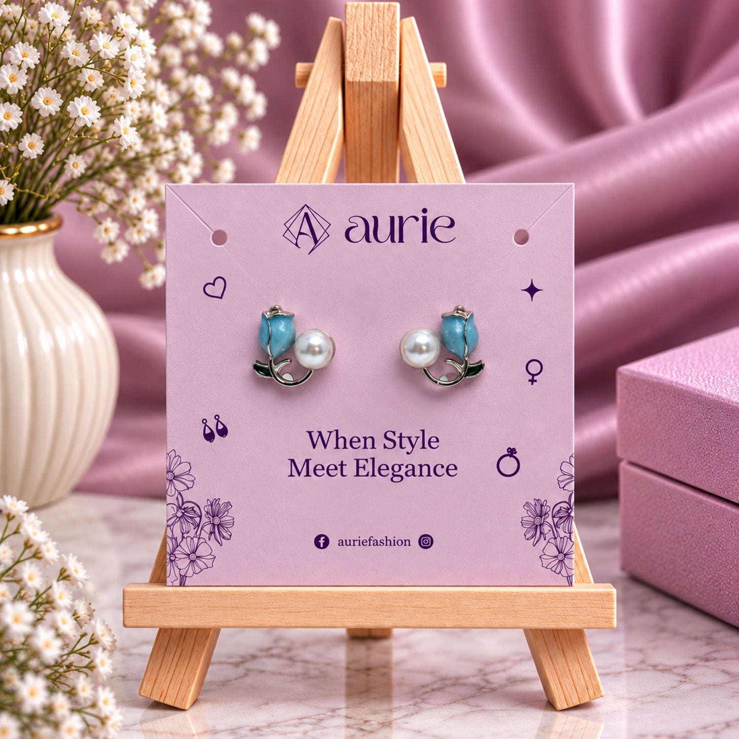 Faux Enamel Tulip Stud Earrings for Girls & Women's