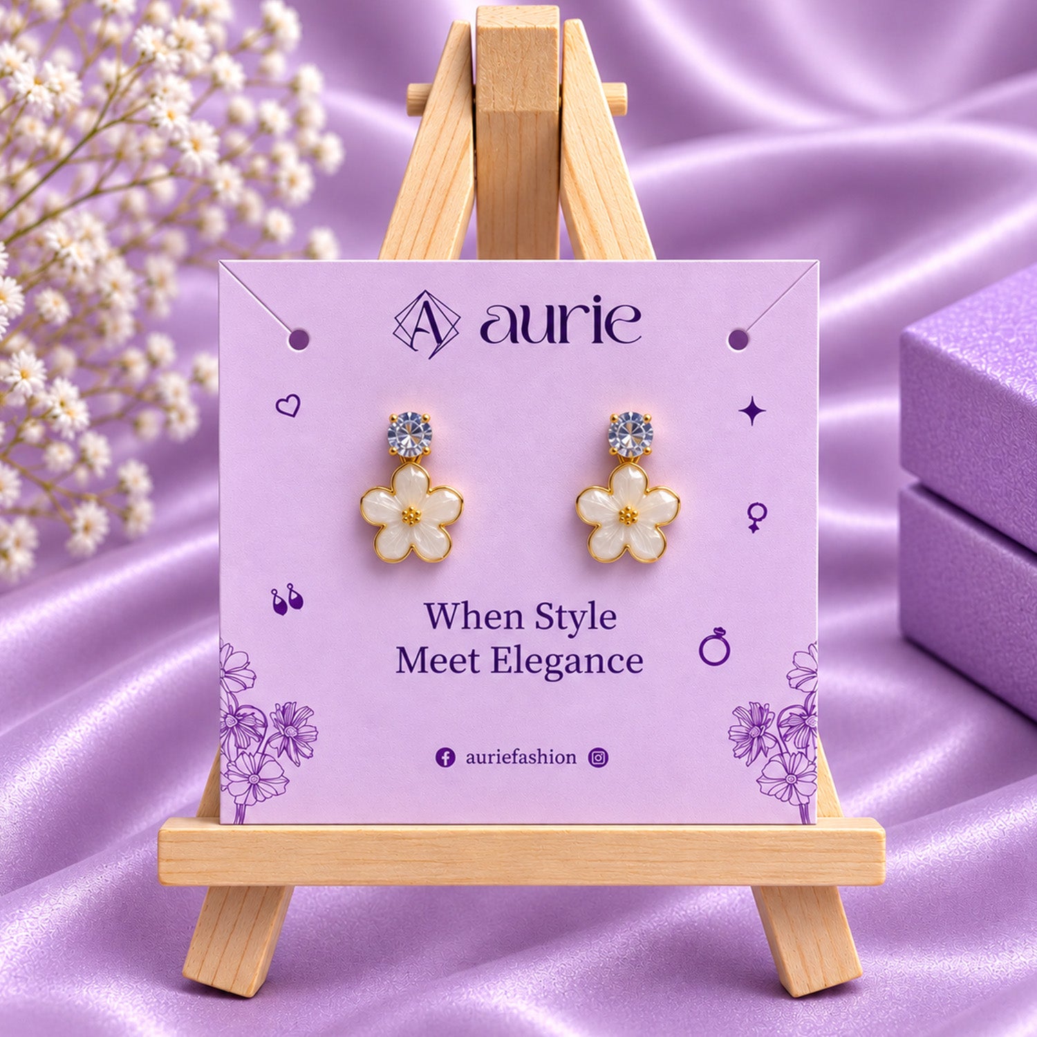 Elegant Crystal Floral Drop Earrings for Girls & Women's