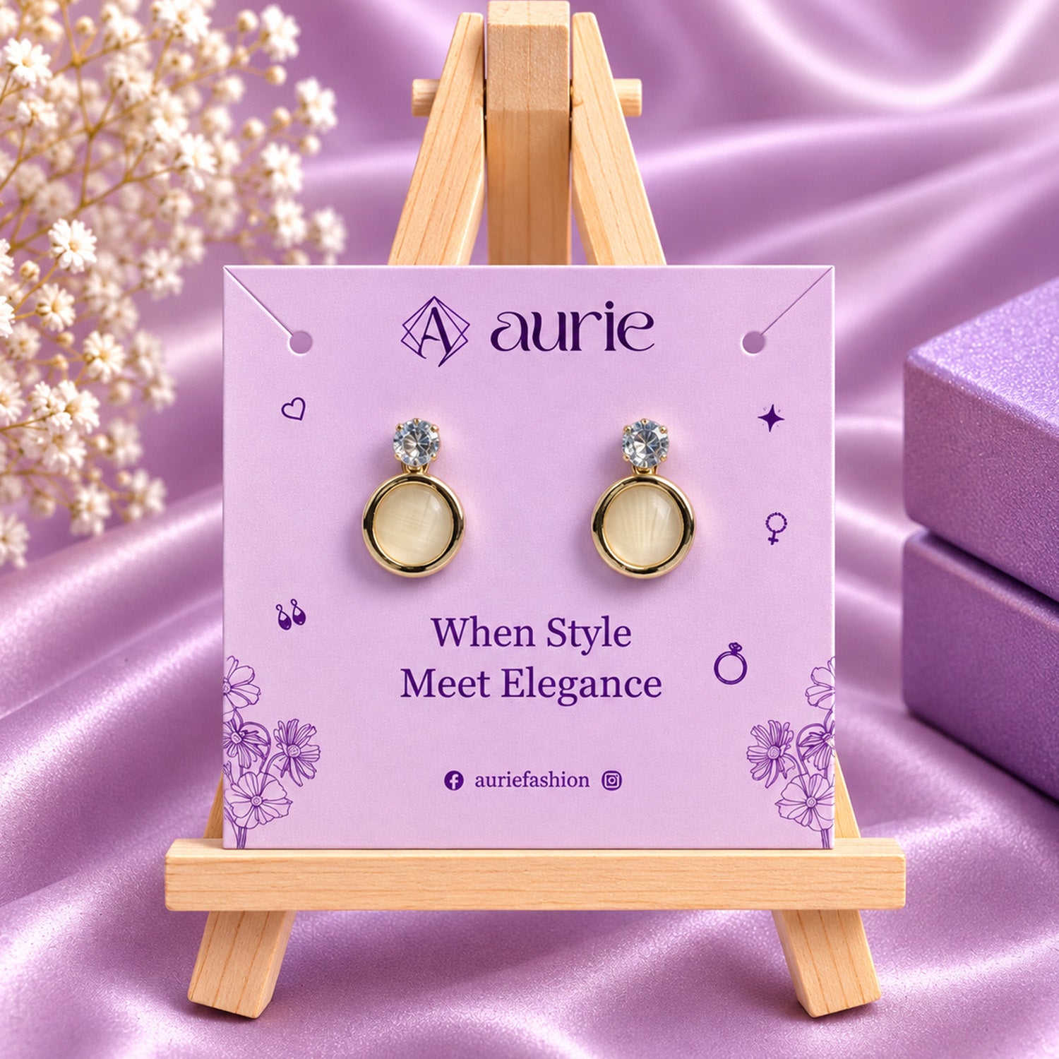 Sparkling Round Crystal Stud Earrings for Girls & Women's