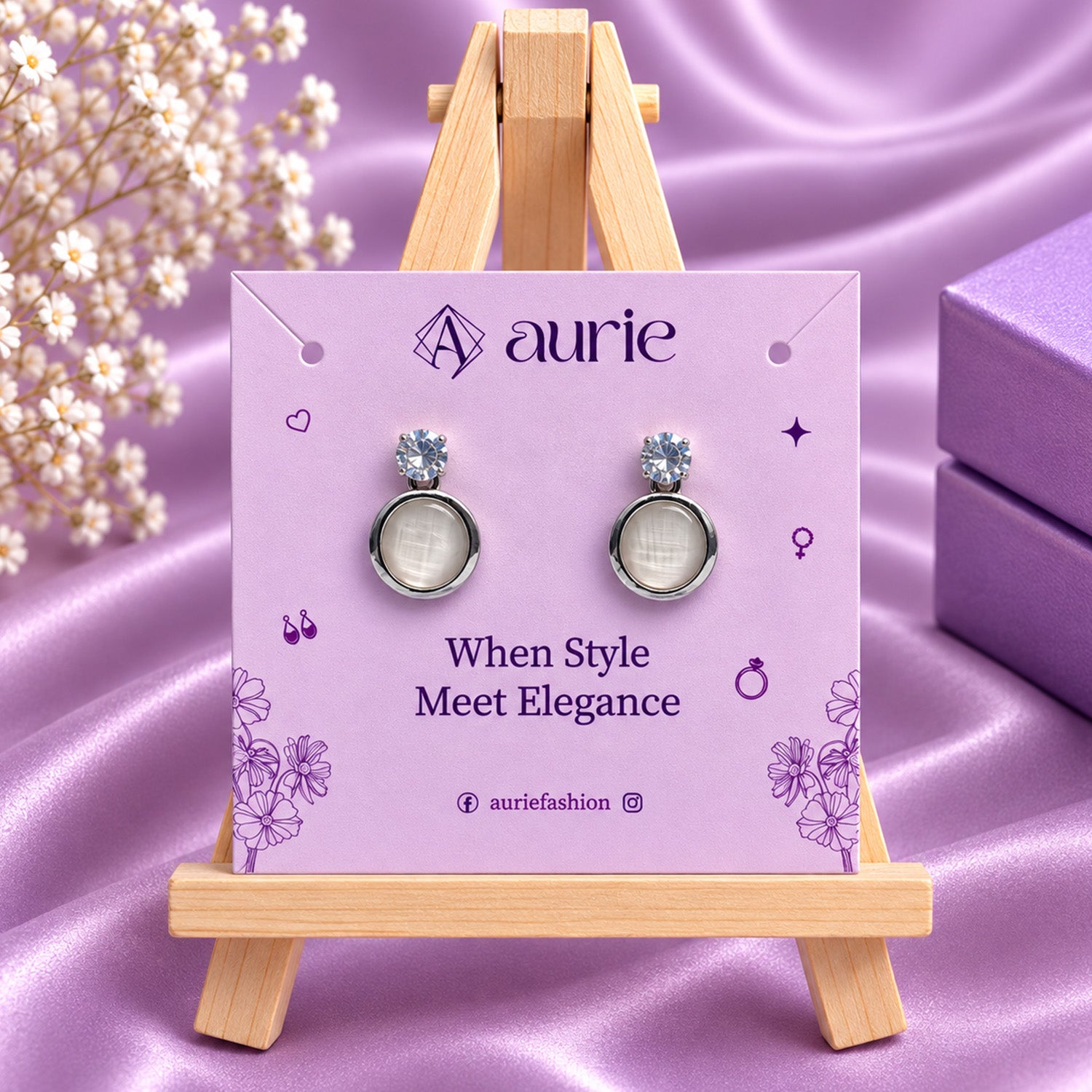 Sparkling Round Crystal Stud Earrings for Girls & Women's