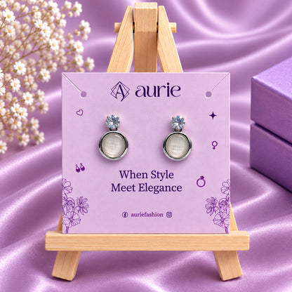 Sparkling Round Crystal Stud Earrings for Girls & Women's