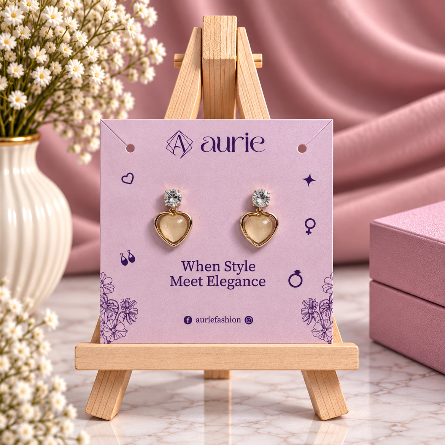 Solitaire Top Heart Earrings for Girls & Women's