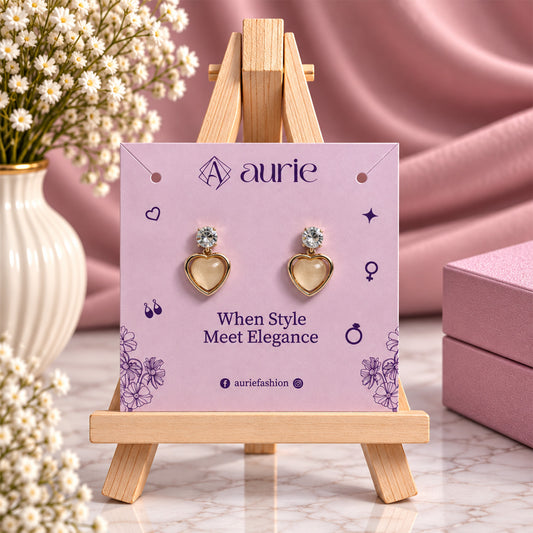 Solitaire Top Heart Earrings for Girls & Women's