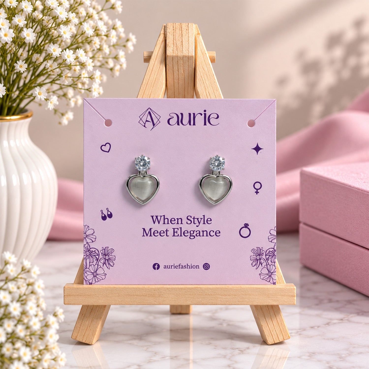 Solitaire Top Heart Earrings for Girls & Women's