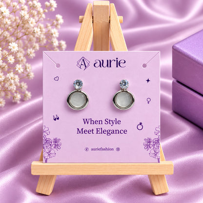 Round Opalescent Cat Eye Earrings for Girls & Women's
