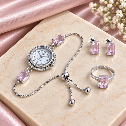 Kashmiri Watch Square Earrings with Ring Gift Hamper