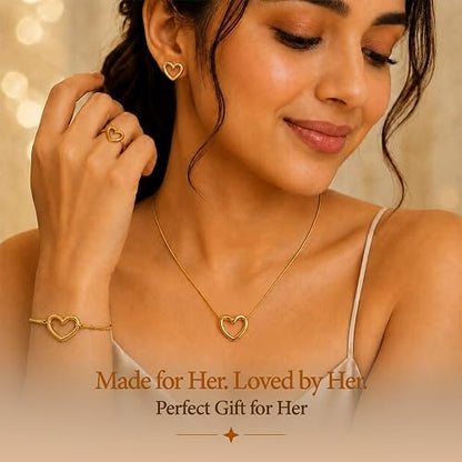 Gold Twisted Heart Jewelry Set for Women & Girls