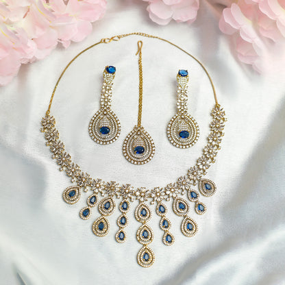 AD Stone Studded Floral Cluster Jewellery Set