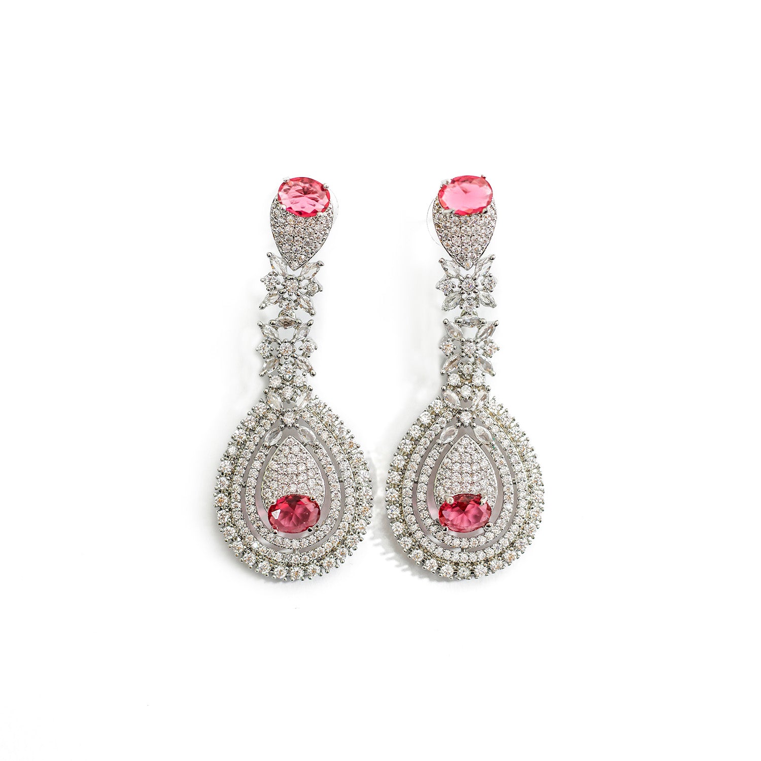 AD Stone Studded Floral Cluster Jewellery Set