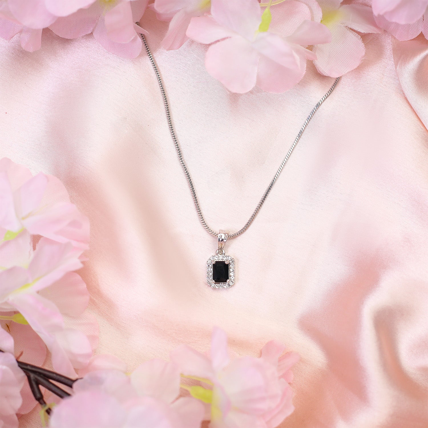 Square AD Stone Pendant Necklace, Earrings & Ring Jewellery Set for Women