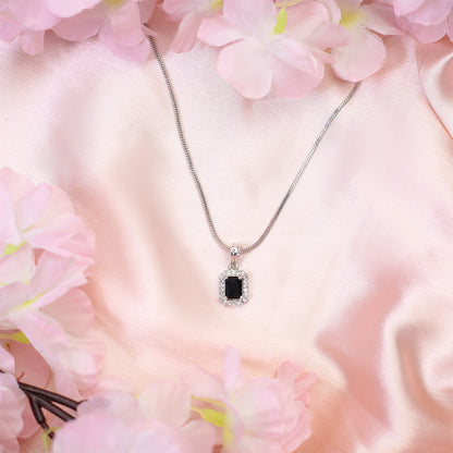 Square AD Stone Pendant Necklace, Earrings & Ring Jewellery Set for Women